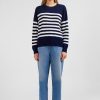 Eden Park Navy And White Striped Linen And Cotton Breton Sweater | Sweaters