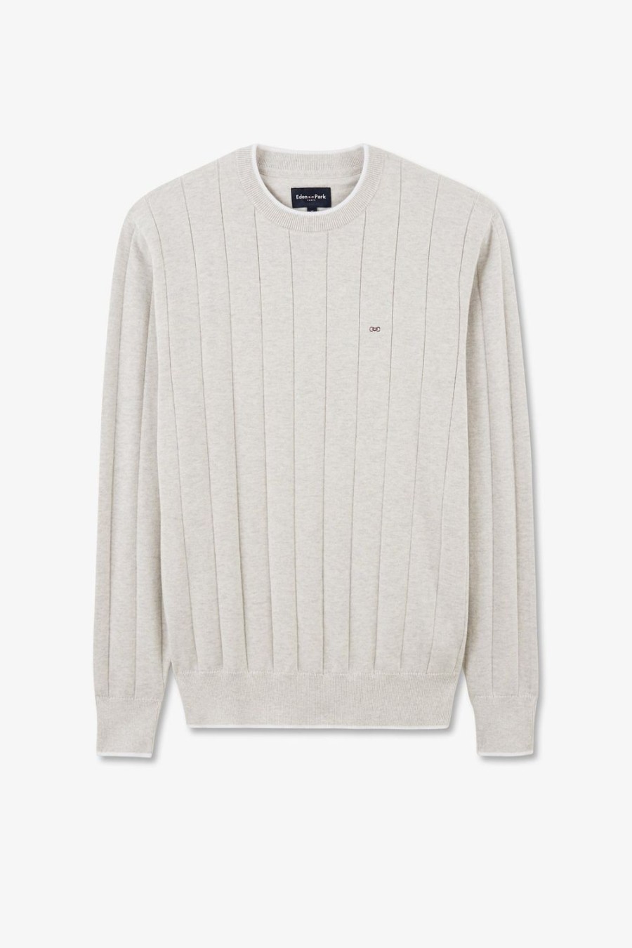 Eden Park Light Grey Jumper In Decorative Cable Knit | Sweaters