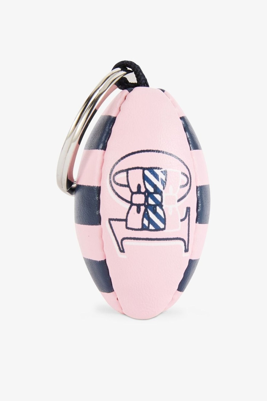 Eden Park Pink Rugby Ball Keyring With Stripe And Screen-Printed | Key Chains