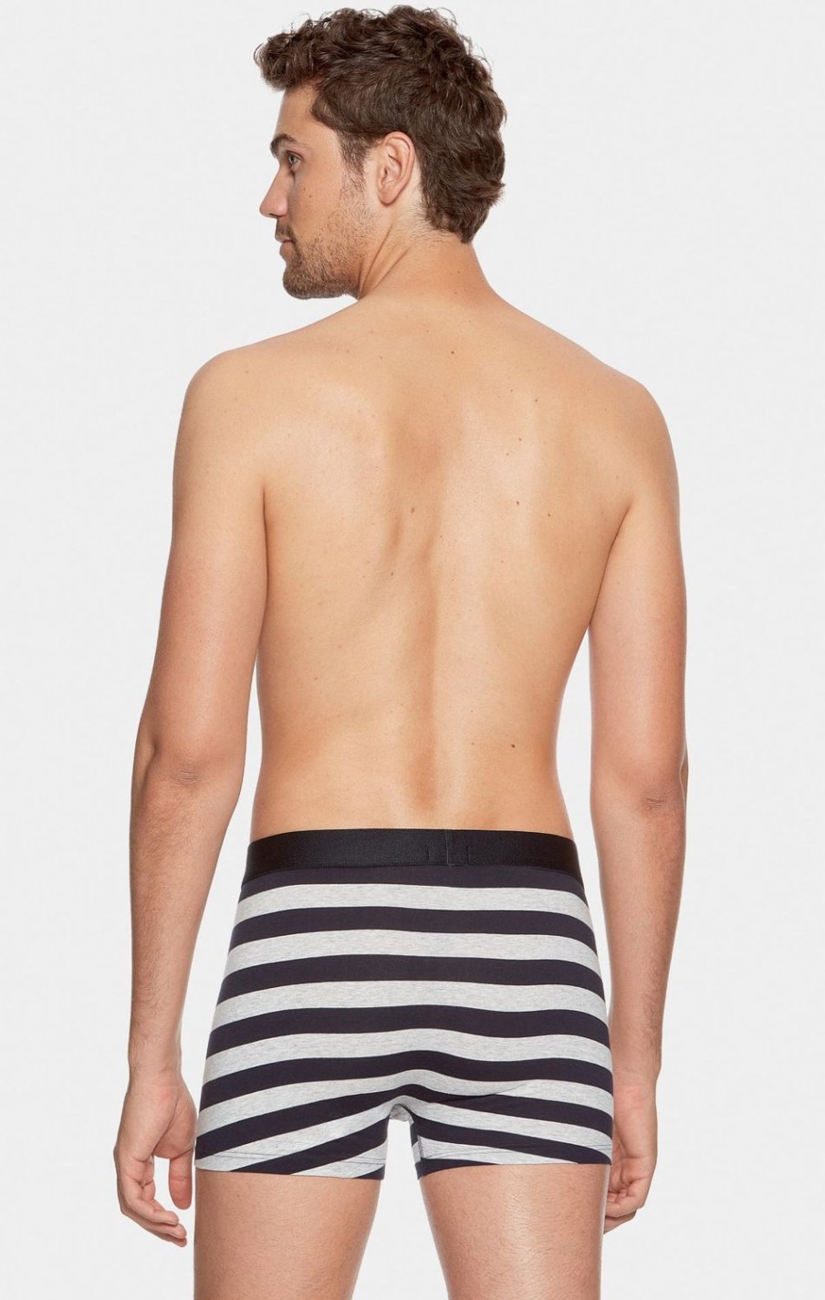 Eden Park Navy And Grey Striped Boxers In Stretch Cotton | Underwear