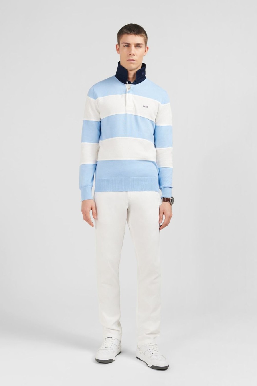 Eden Park Blue Striped Knitted Jumper | Rugby Shirts