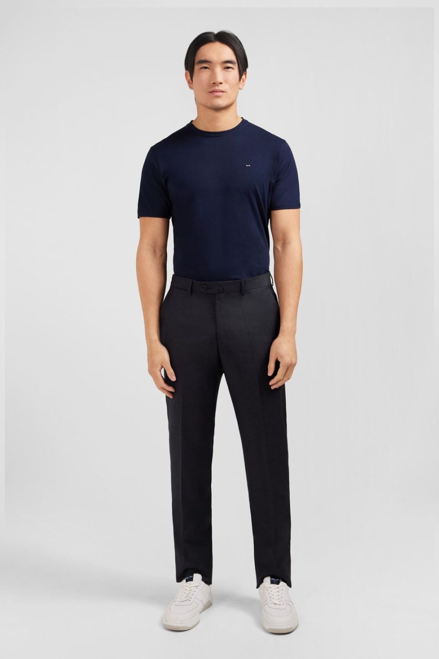 Eden Park Regular Dark Grey Wool Trousers With Broken Fold | Pants