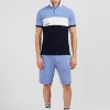 Eden Park Short-Sleeved Blue Colour-Block Polo Shirt | Polos