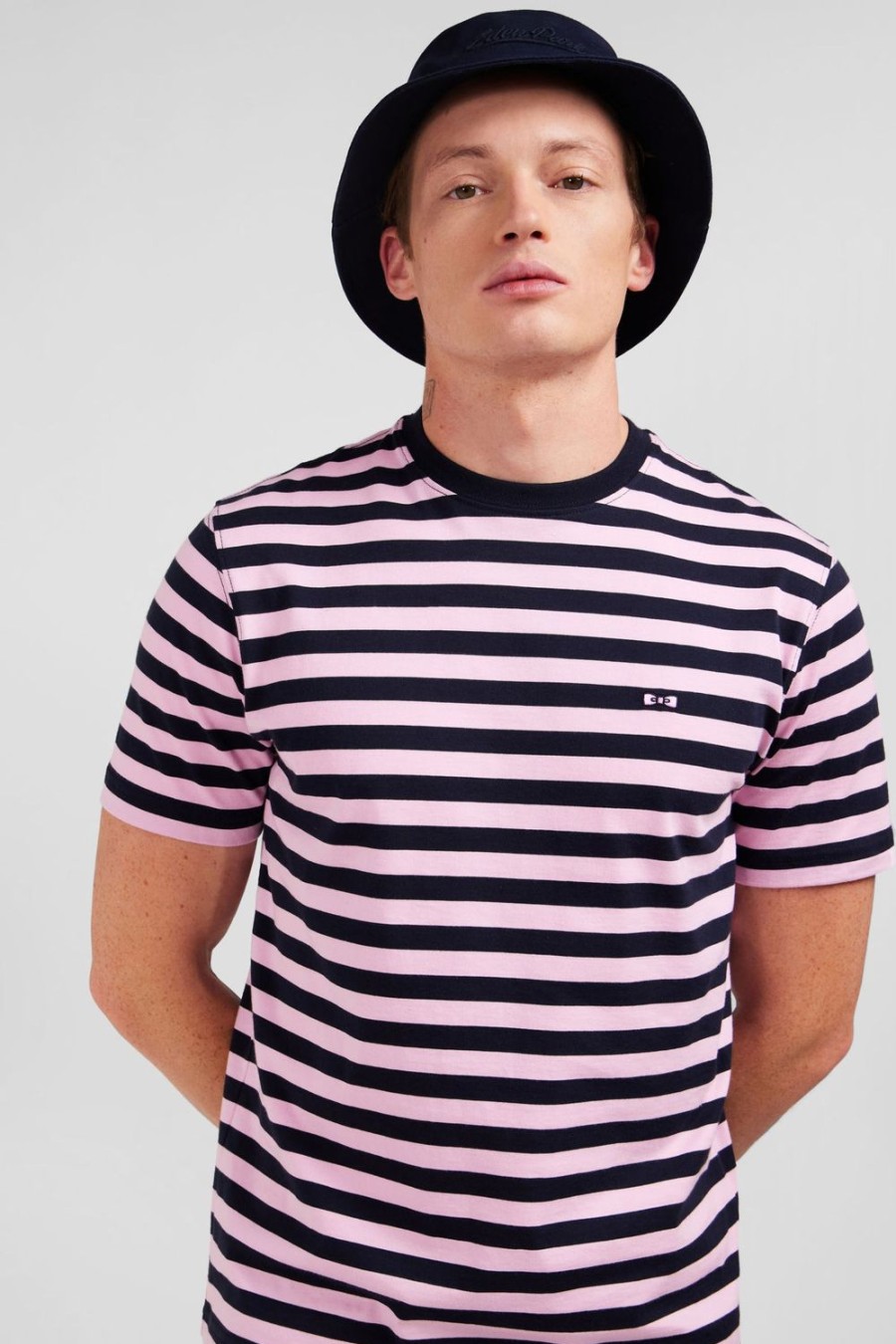 Eden Park Pink Striped Short-Sleeved T-Shirt In Pima Cotton | T-Shirts