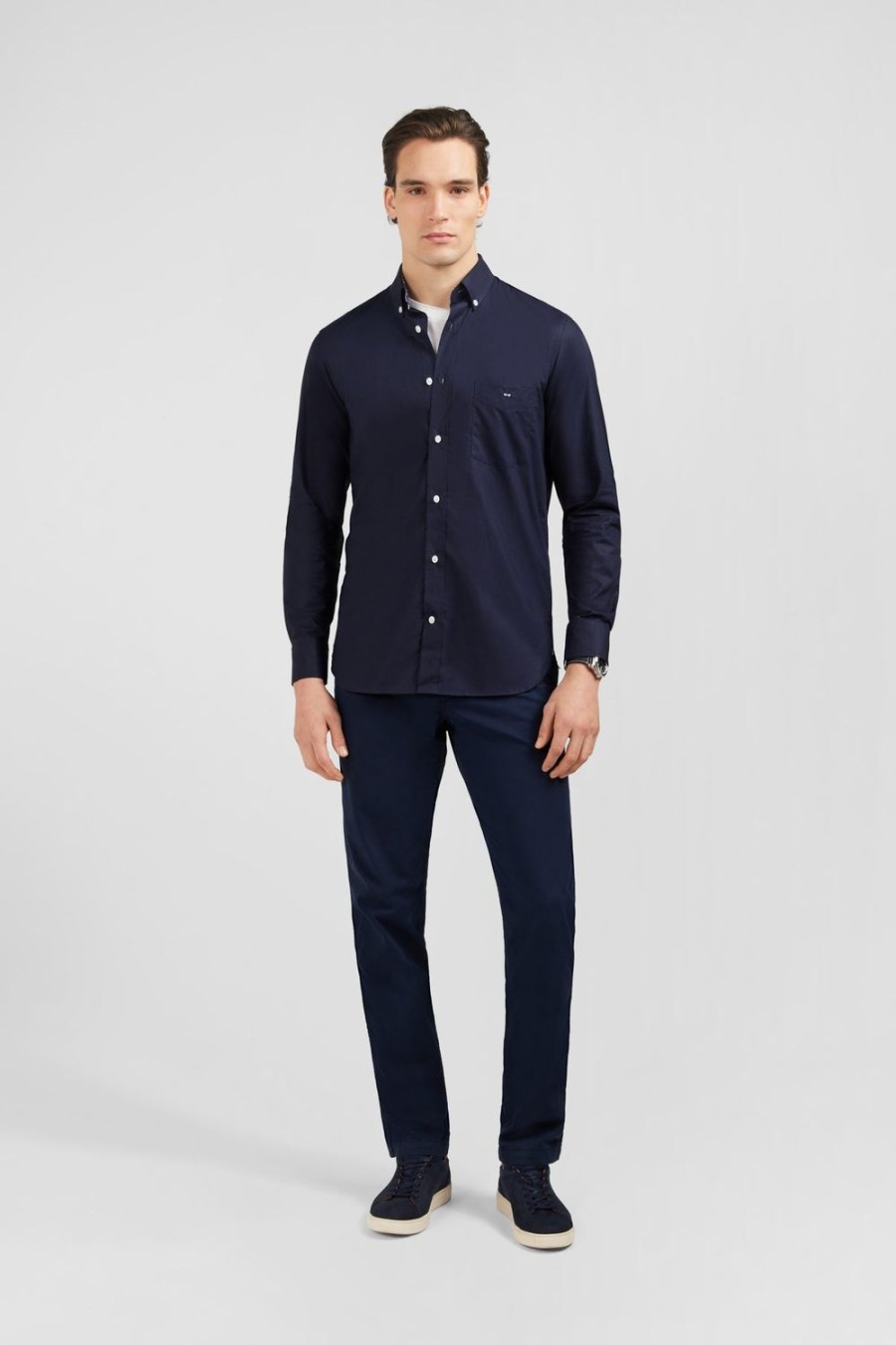 Eden Park Navy Blue Shirt With Floral Elbow Patches | Shirts