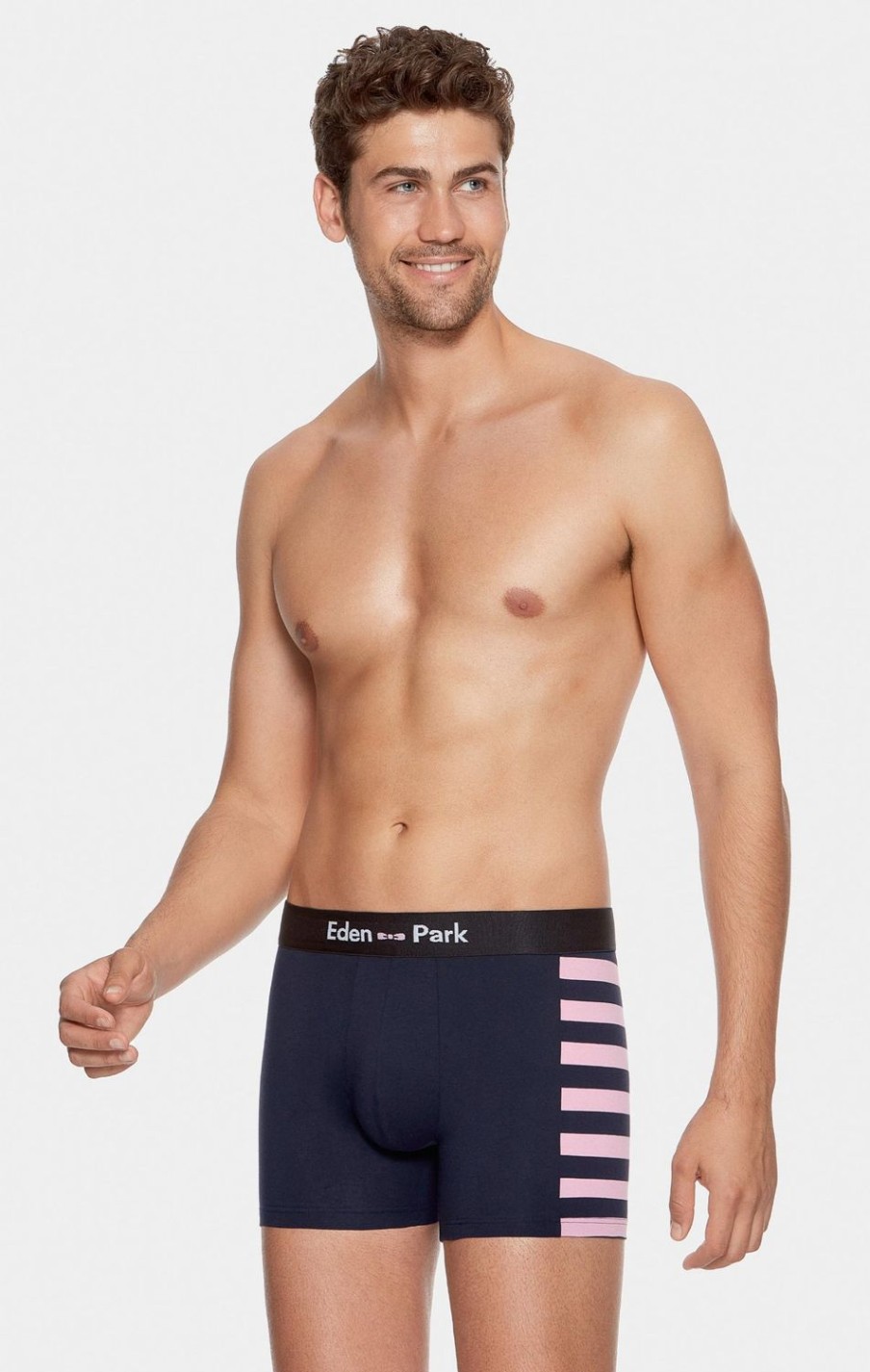 Eden Park Pack Of 2 Navy Blue Boxers, Plain And Striped Trim | Underwear