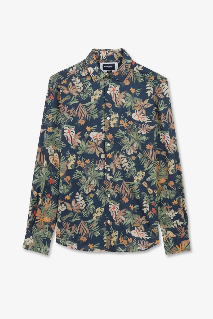 Eden Park Leaf Printed Cotton Voile Shirt | Shirts