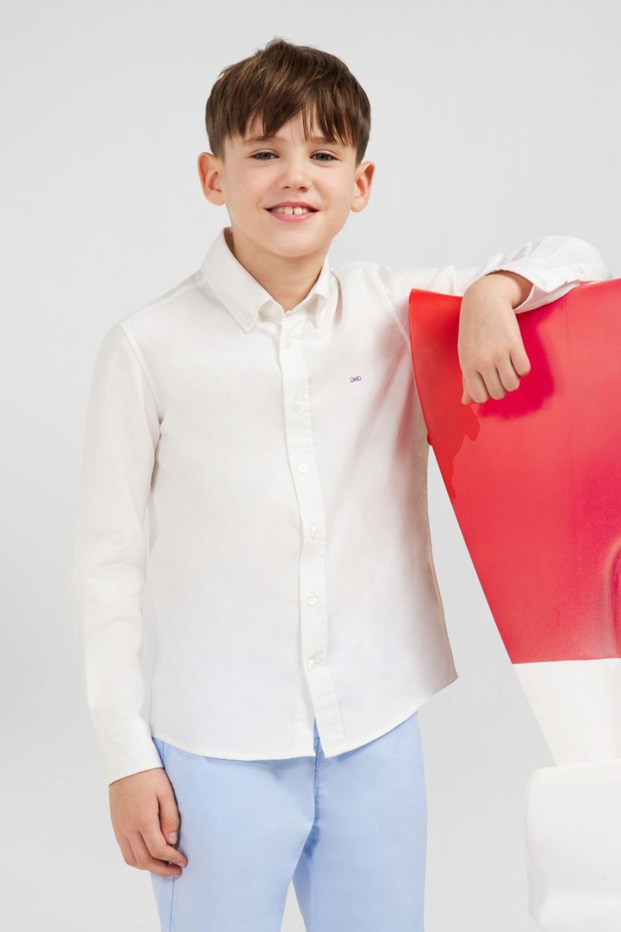 Eden Park White Cotton Shirt In Regular Fit | Children