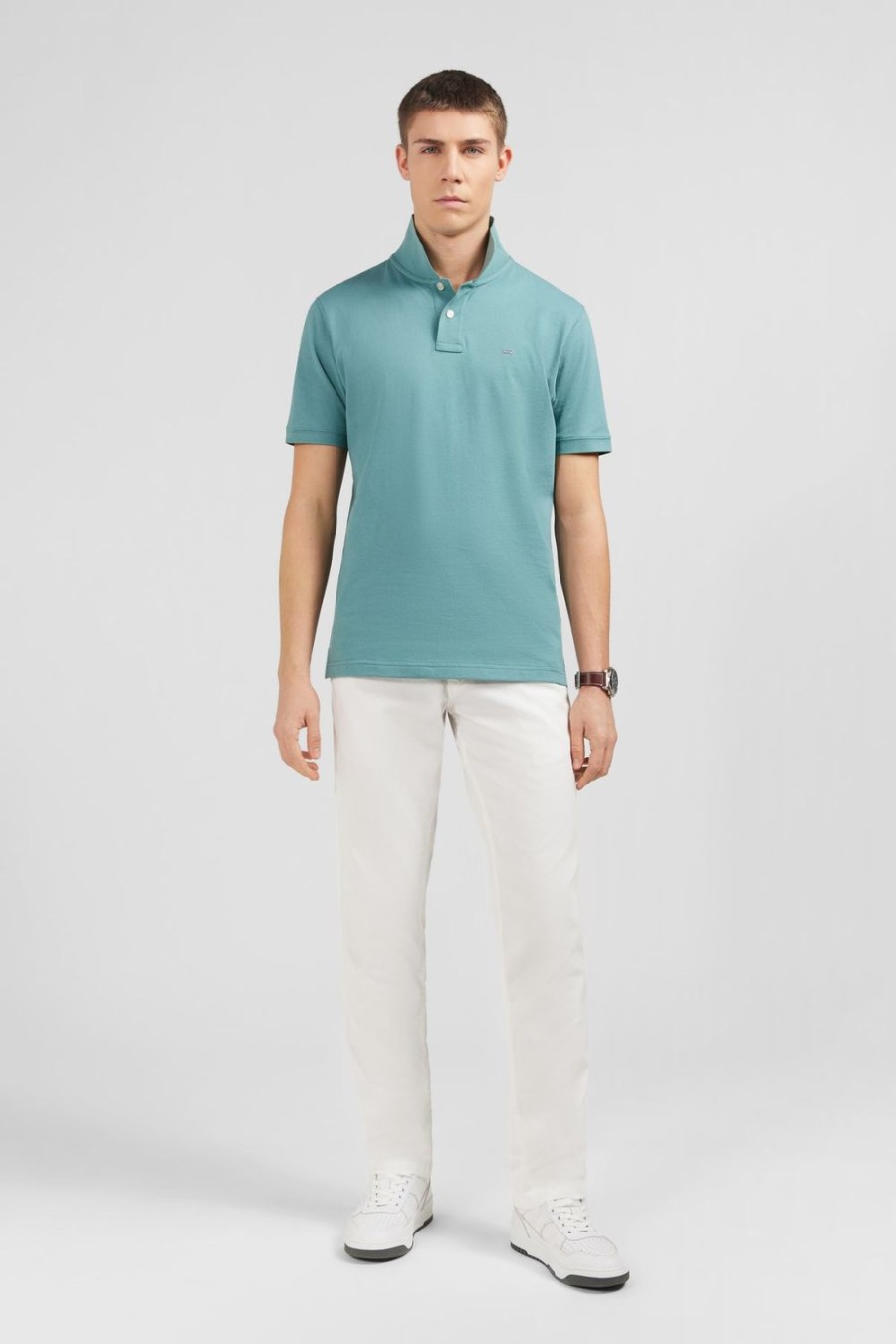 Eden Park Plain Green Short-Sleeved Polo Shirt | Polos