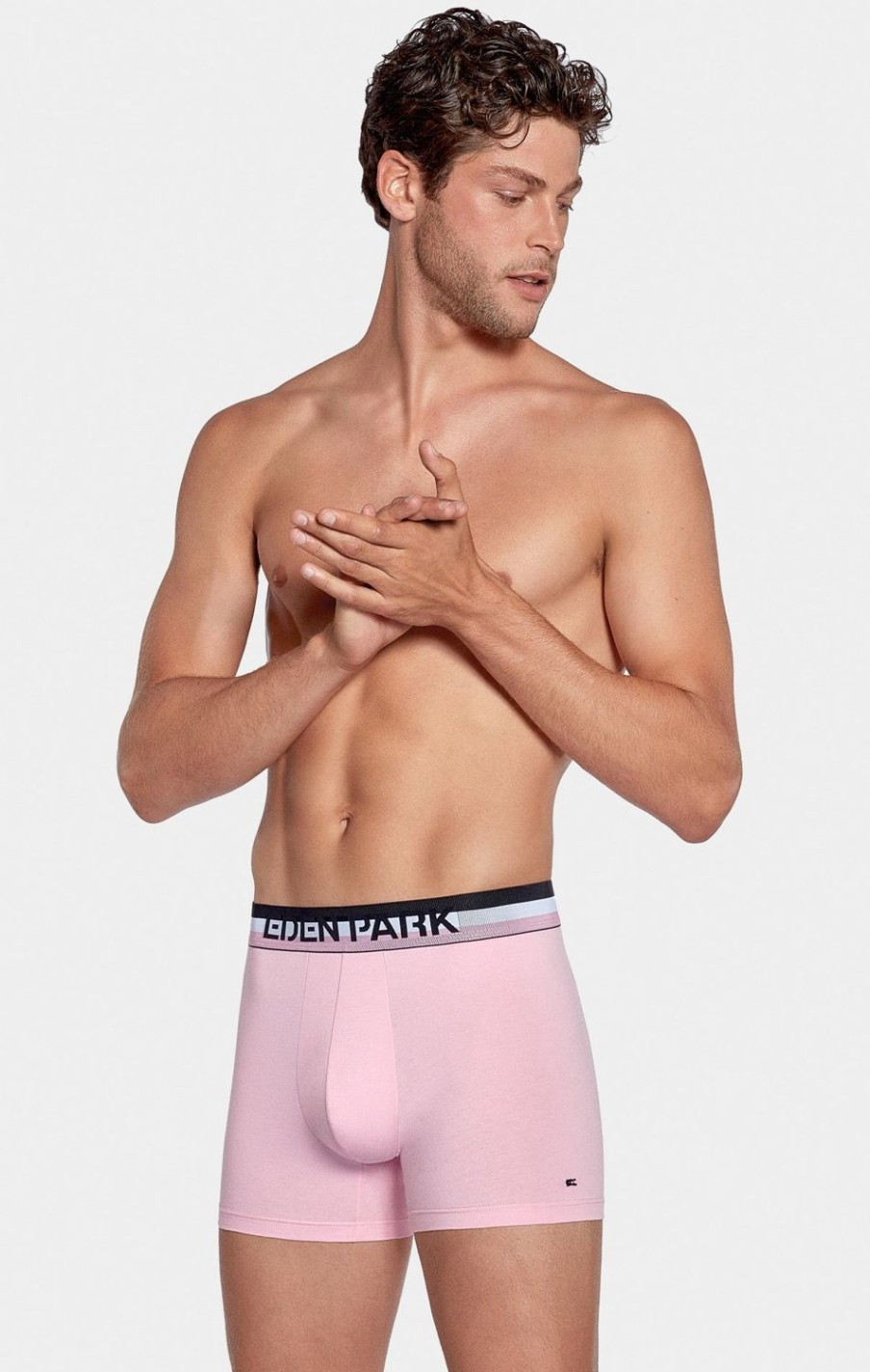 Eden Park Pack Of 2 Plain Pink And Blue Boxer Shorts With Contrasting Waistband | Underwear