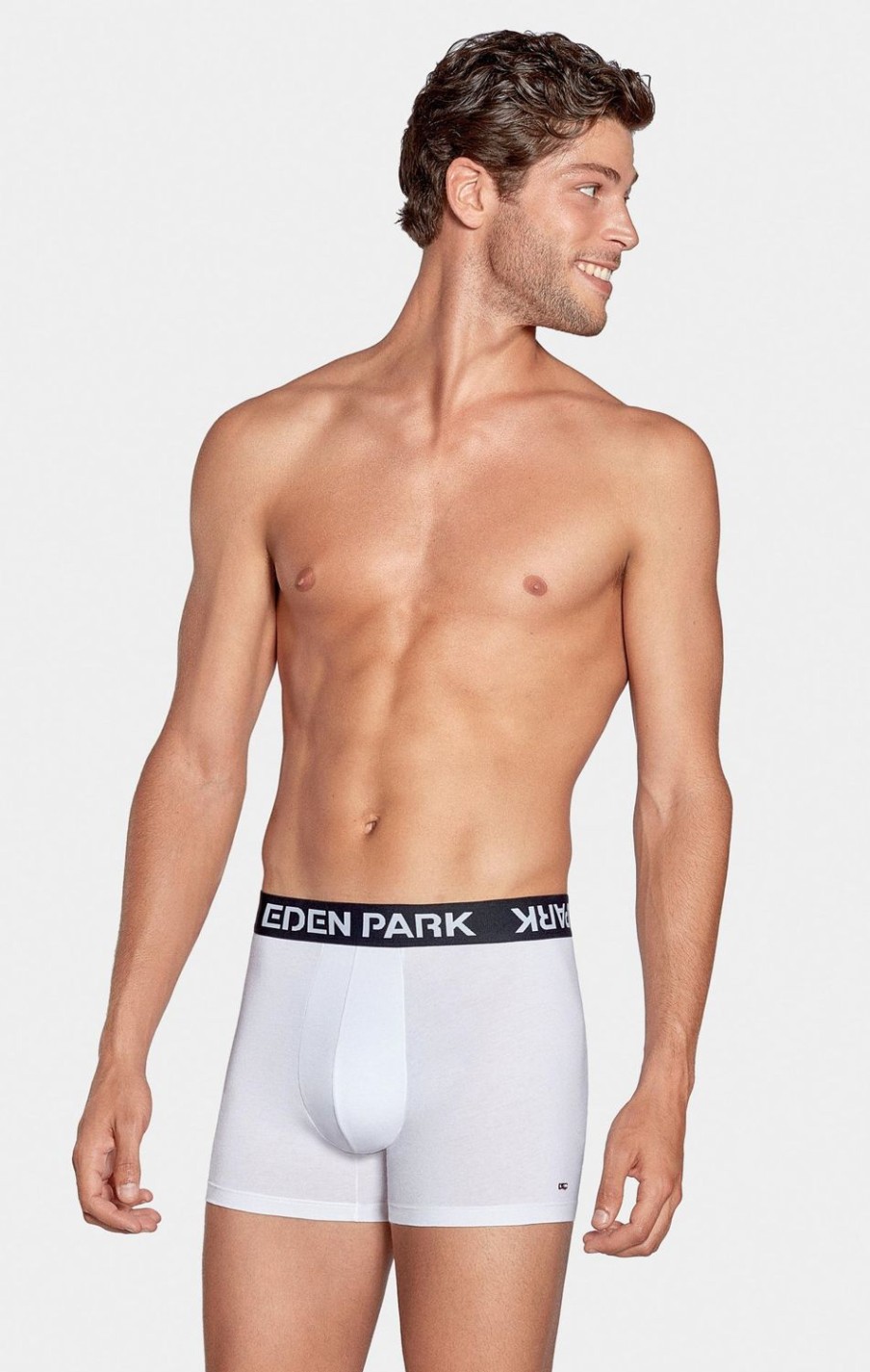 Eden Park Pack Of 2 Plain Blue And White Boxer Shorts With Contrasting Waistband | Underwear