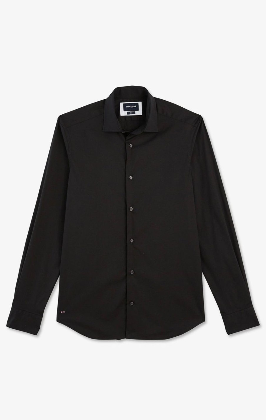 Eden Park Slim-Fit Black Shirt In Stretch Poplin | Shirts