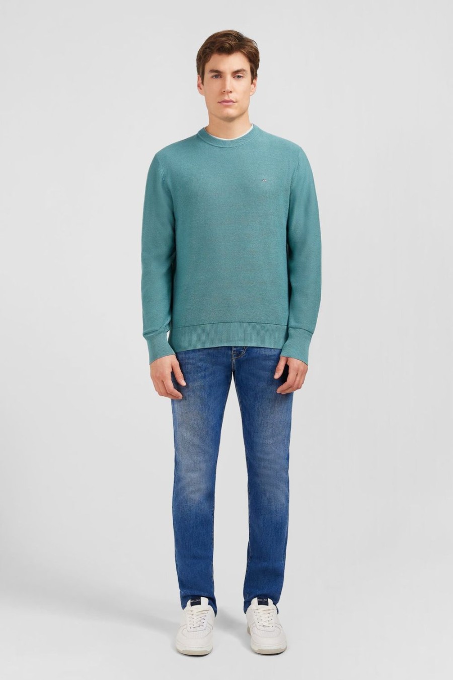 Eden Park Green Jumper In A Linen Blend | Sweaters