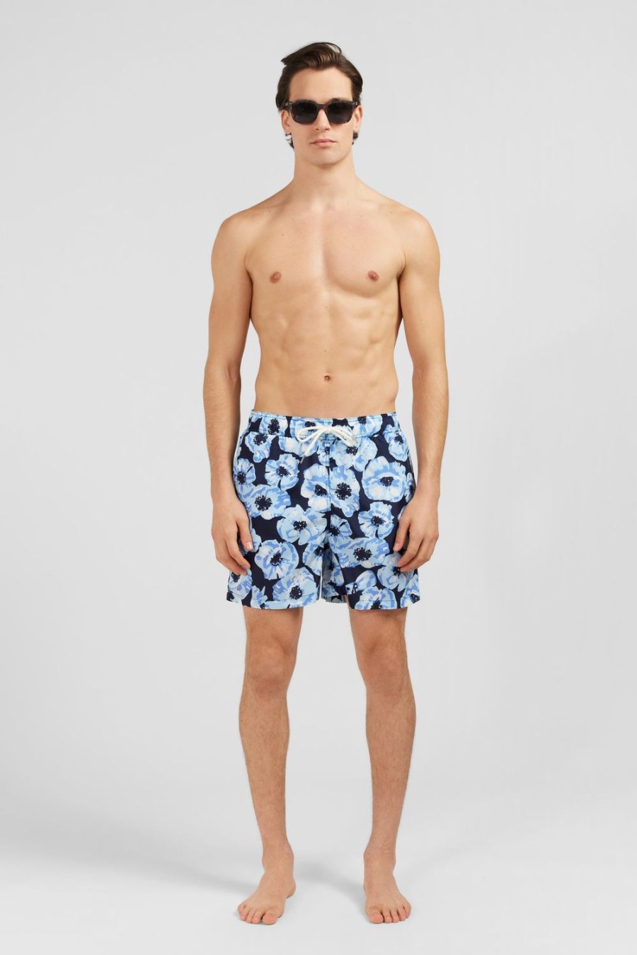 Eden Park Blue Swim Shorts With Exclusive Floral Print | Swimwear