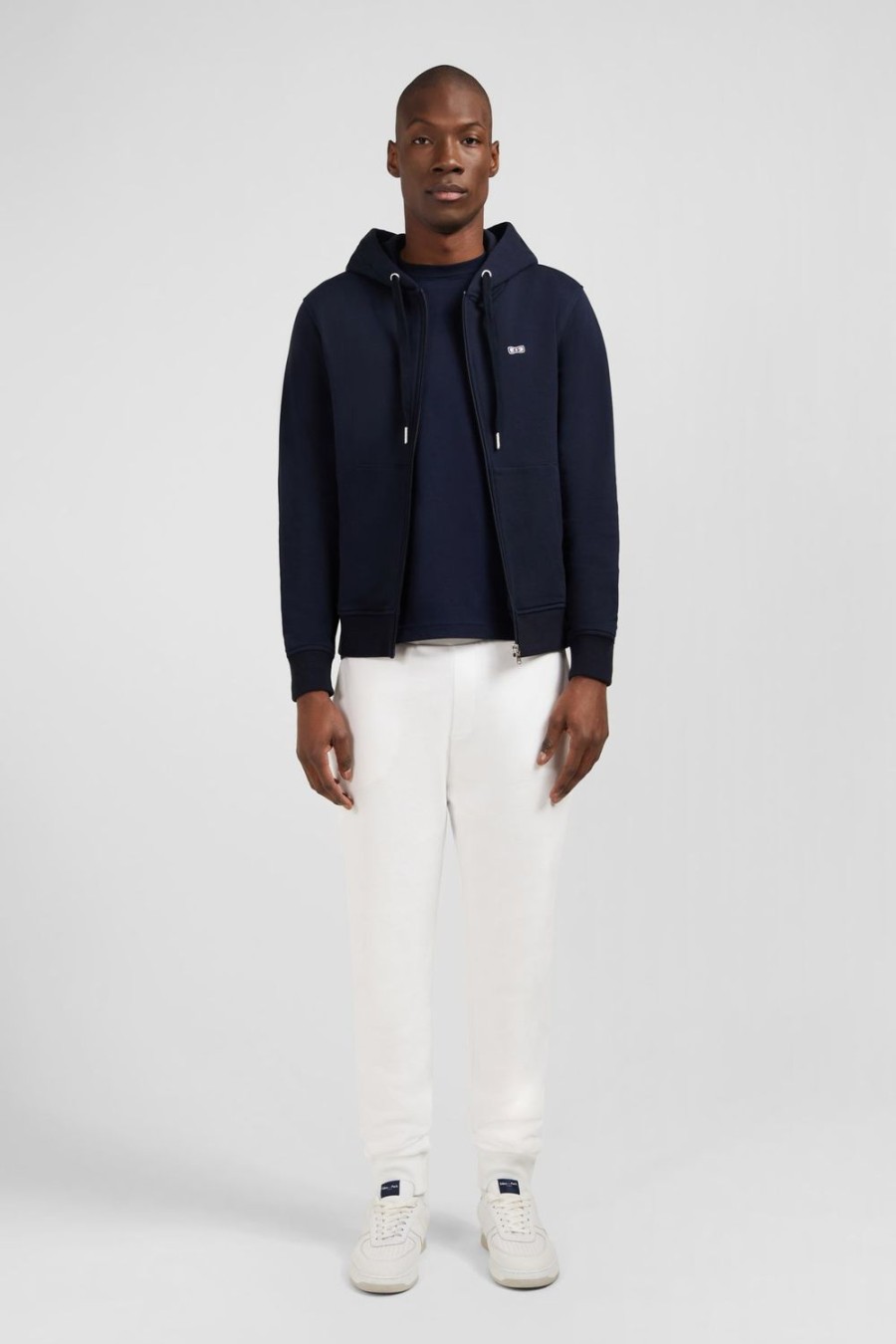 Eden Park Navy Fleece Zipped Hoodie With Bow Tie Embroidery | Sweatshirts