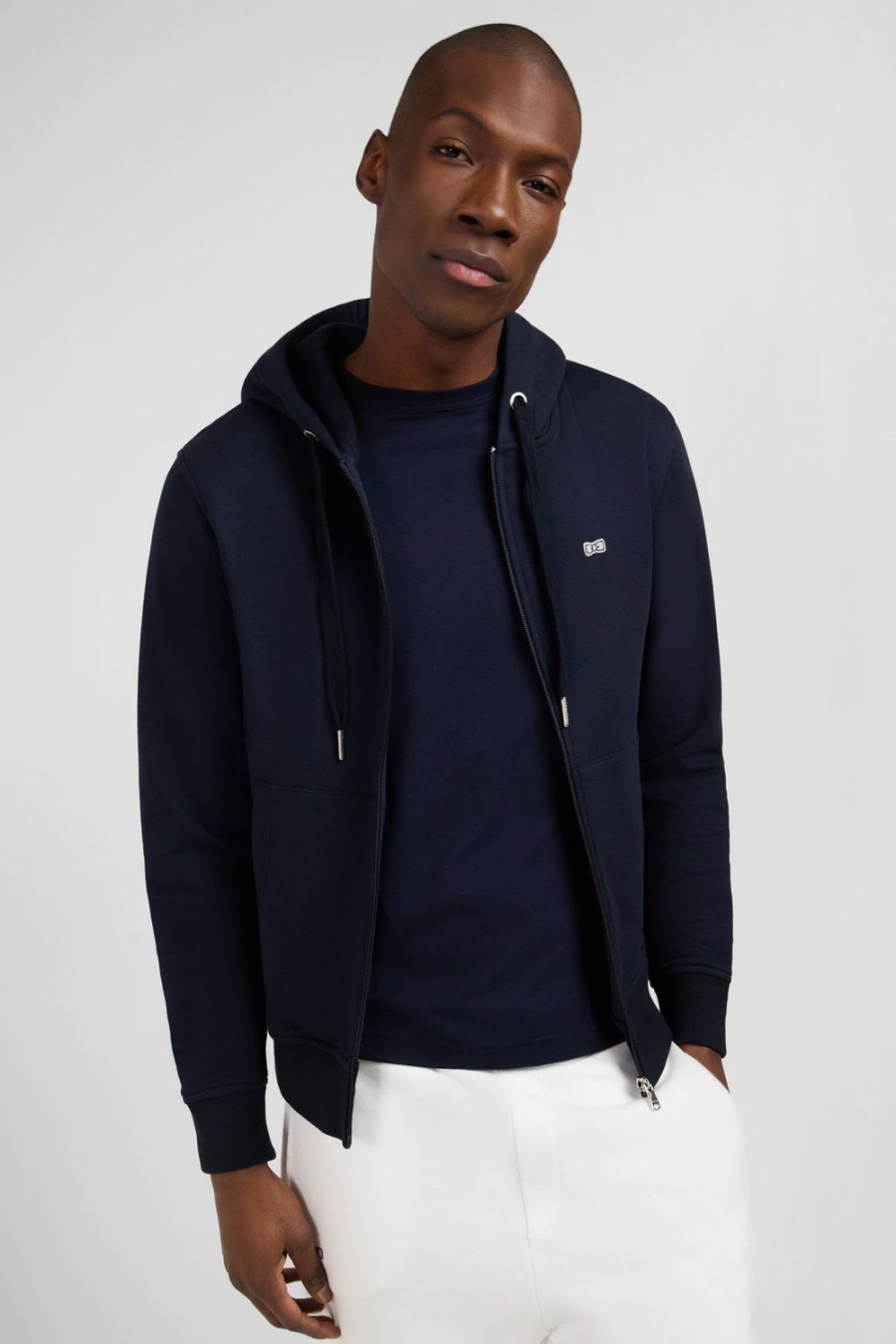 Eden Park Navy Fleece Zipped Hoodie With Bow Tie Embroidery | Sweatshirts