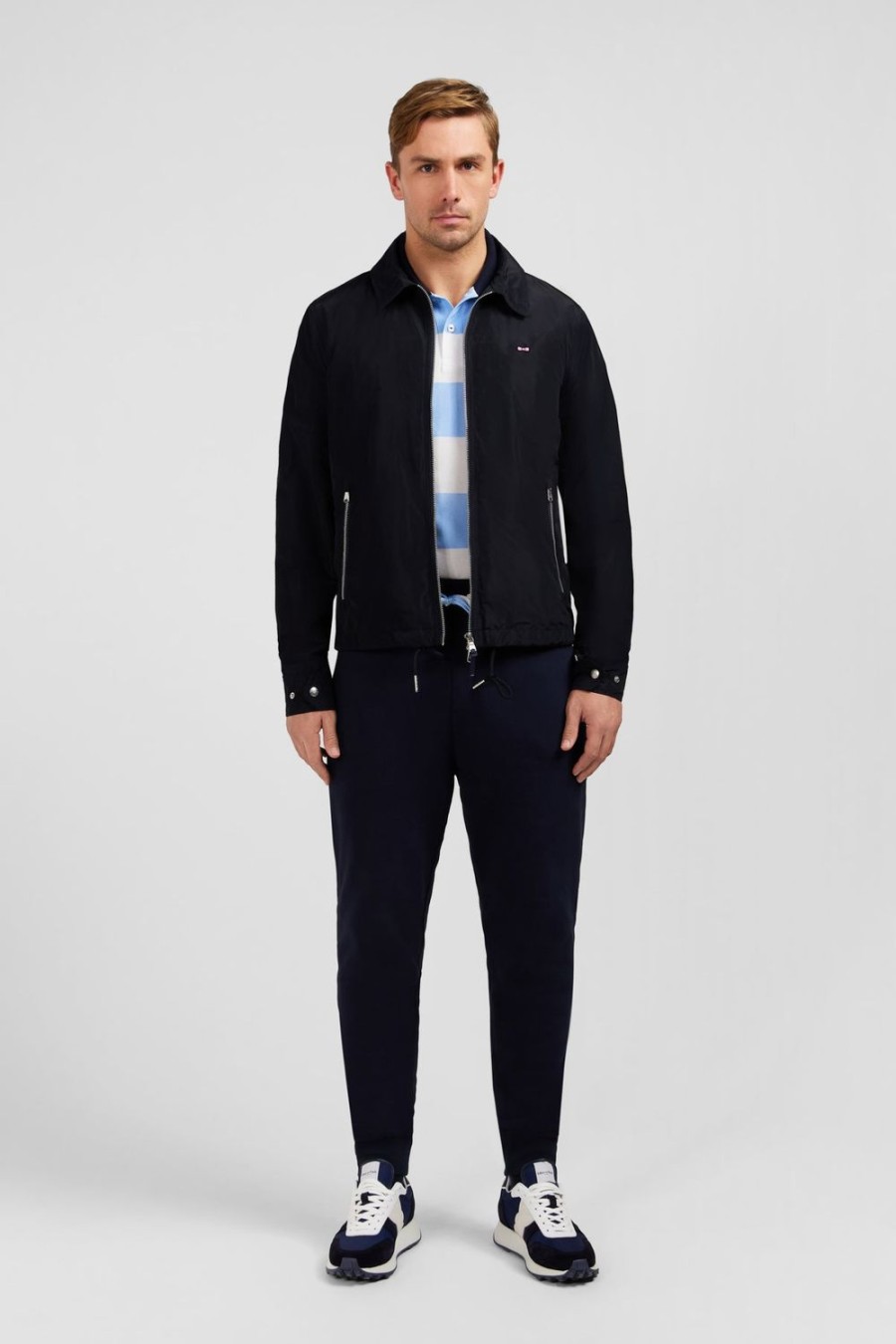 Eden Park Navy Zipped Jacket With Classic Collar | Coats