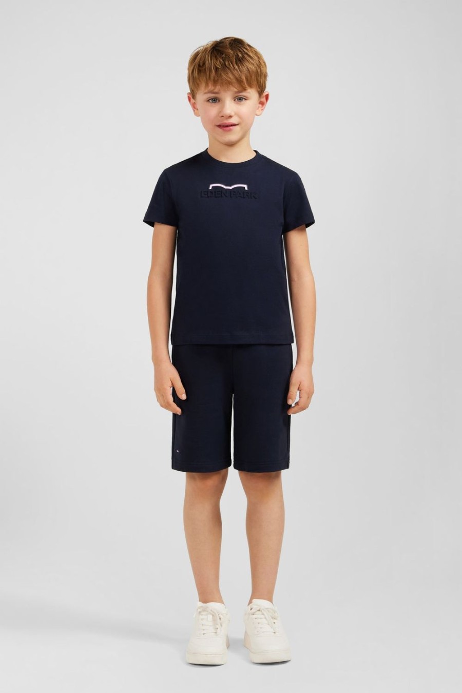 Eden Park Navy Embossed Eden Park T-Shirt In Cotton Jersey | Children