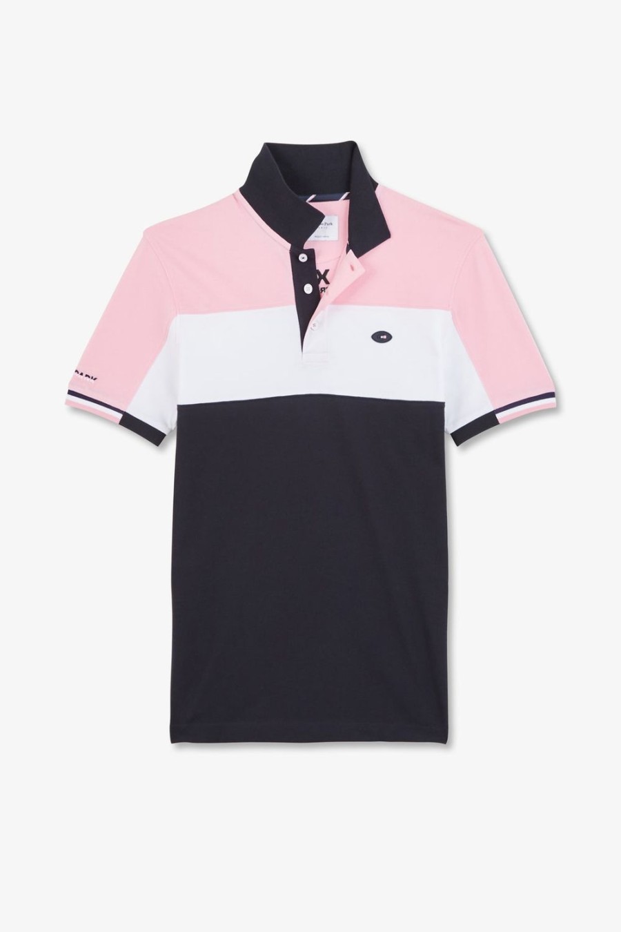 Eden Park Pink Colour-Block Polo Shirt In Cotton Pique With Xv De France Embroidery | Polos