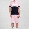 Eden Park Pink Short-Sleeved Colour-Block Polo Shirt | Polos