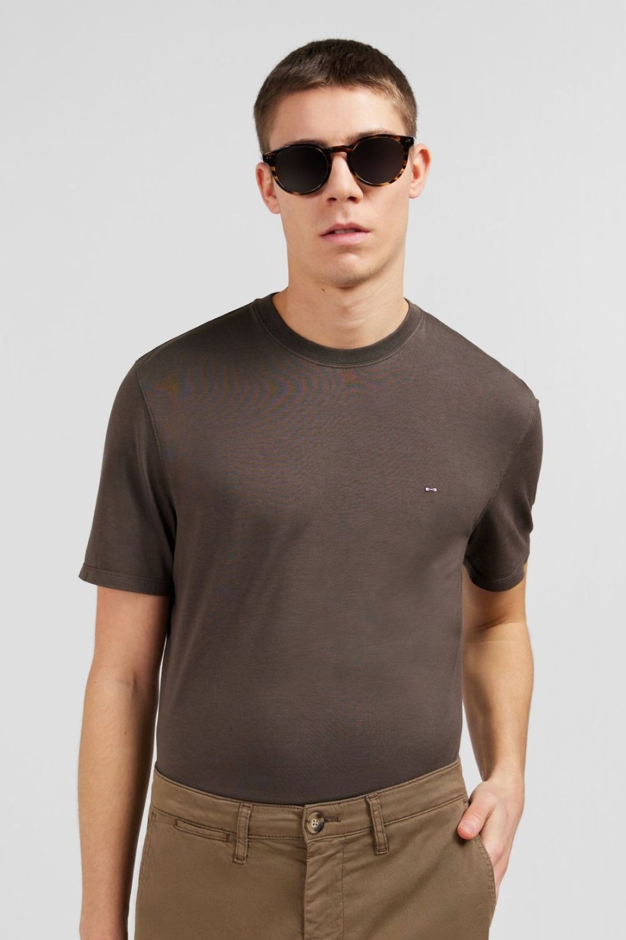 Eden Park Plain Brown Short-Sleeved T-Shirt | T-Shirts