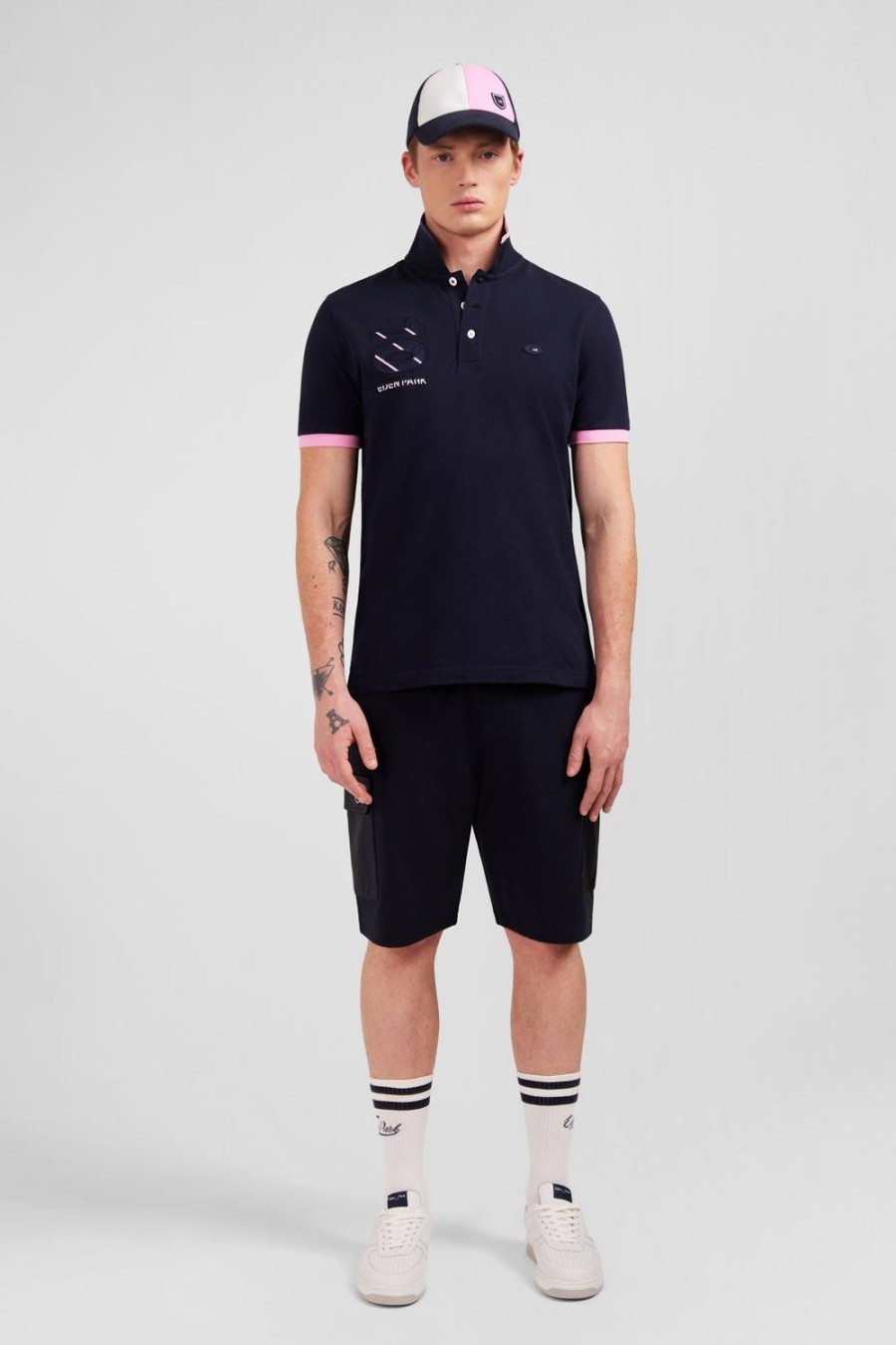 Eden Park Navy Blue Short-Sleeved Xv De France Polo Shirt | Polos