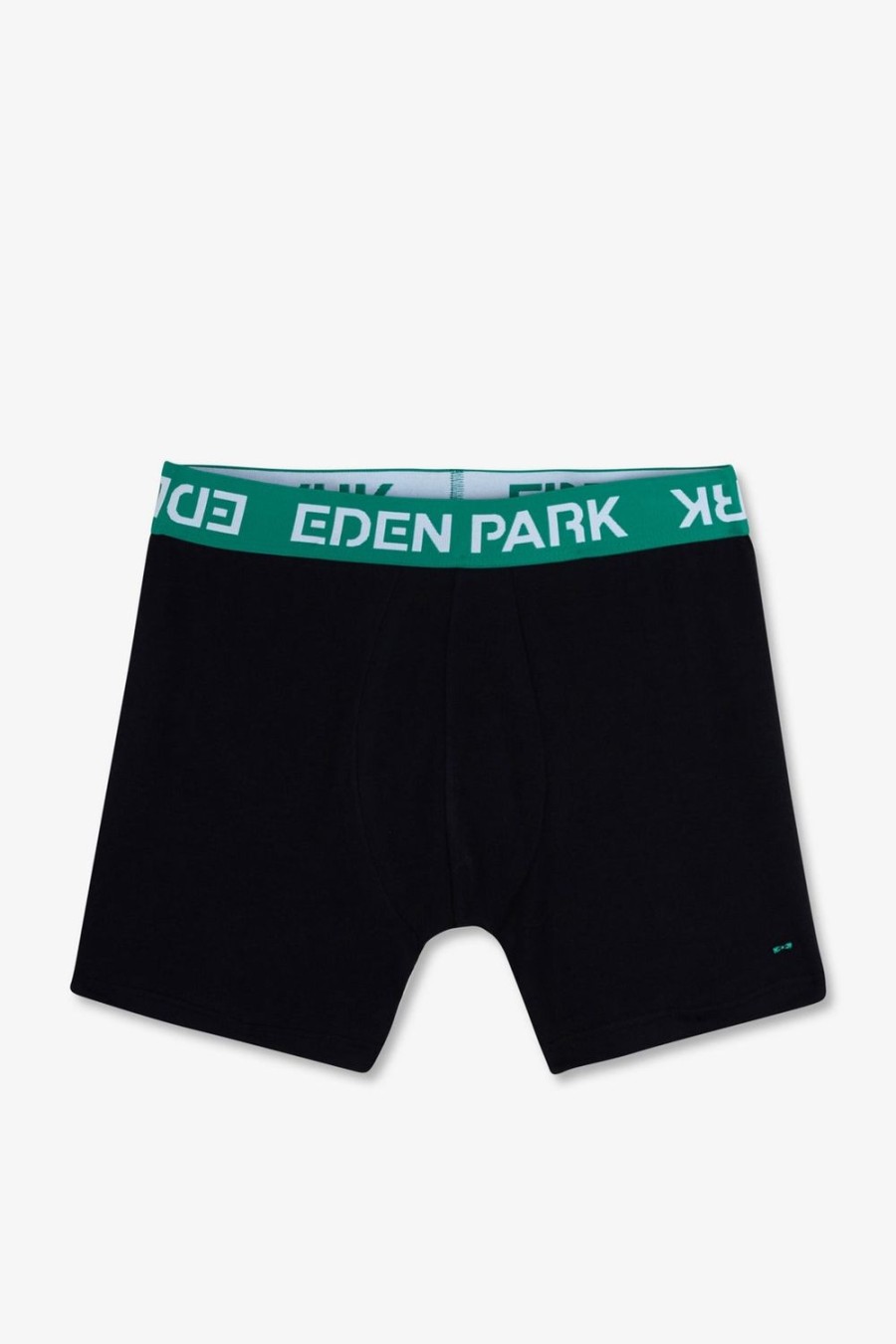 Eden Park Stretch Cotton Navy Boxers With Green Elastic Waistband | Underwear