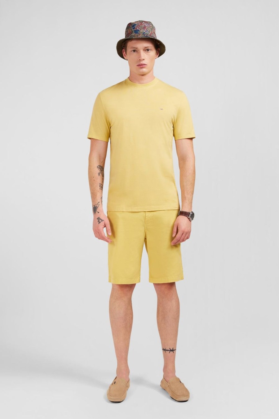 Eden Park Plain Yellow Short-Sleeved T-Shirt | T-Shirts