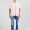 Eden Park Pink Shirt In Cotton Dobby | Short-Sleeved Shirts