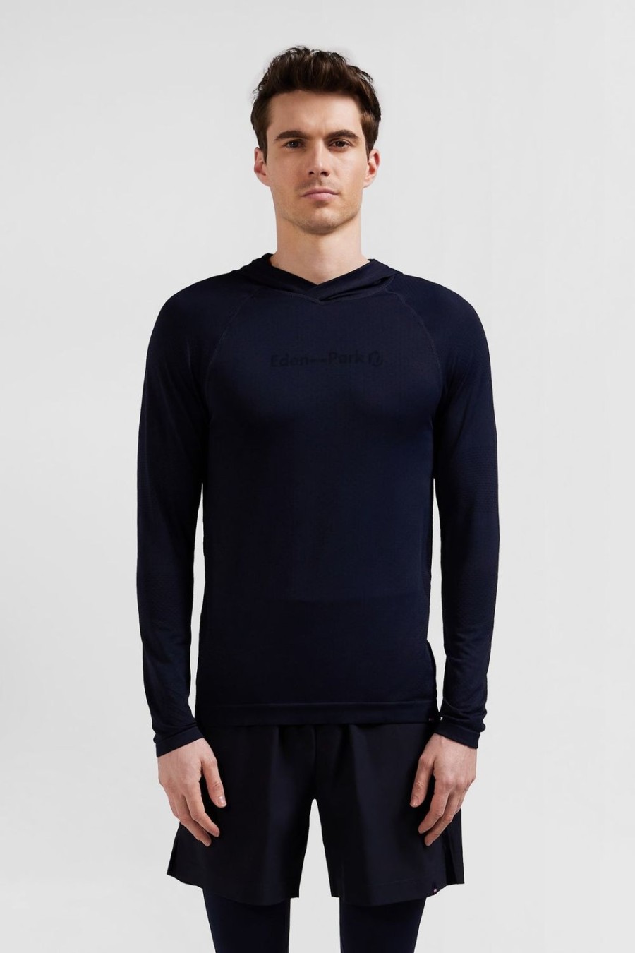 Eden Park Navy Blue Hoodie With Striped Sleeves | Sweatshirts