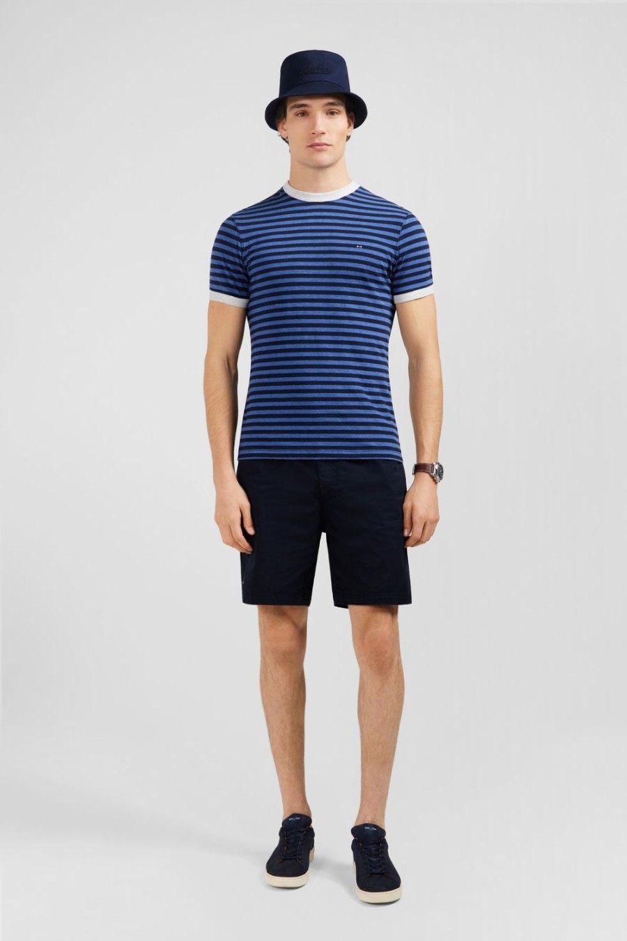 Eden Park Blue Short-Sleeved Striped T-Shirt | T-Shirts