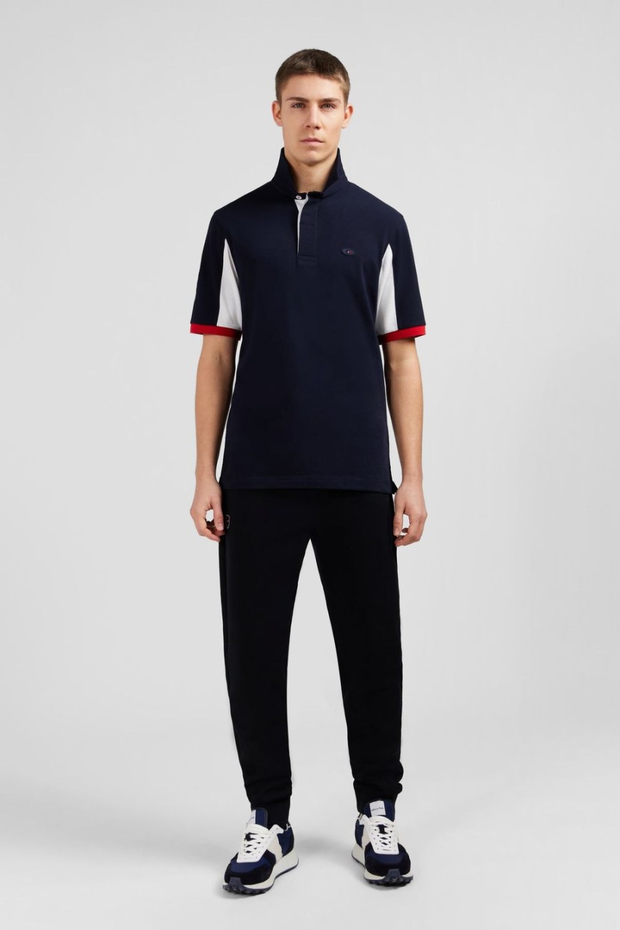 Eden Park Dark Blue Colour-Block Polo Shirt With No. 10 Embroidery On The Back | Rugby Shirts