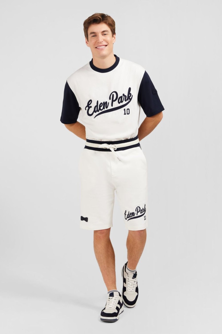 Eden Park White Short With Embroidered Trims | Shorts & Bermudas