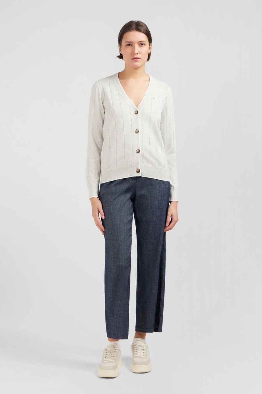 Eden Park Grey Buttoned Cardigan In Knitwear | Cardigans