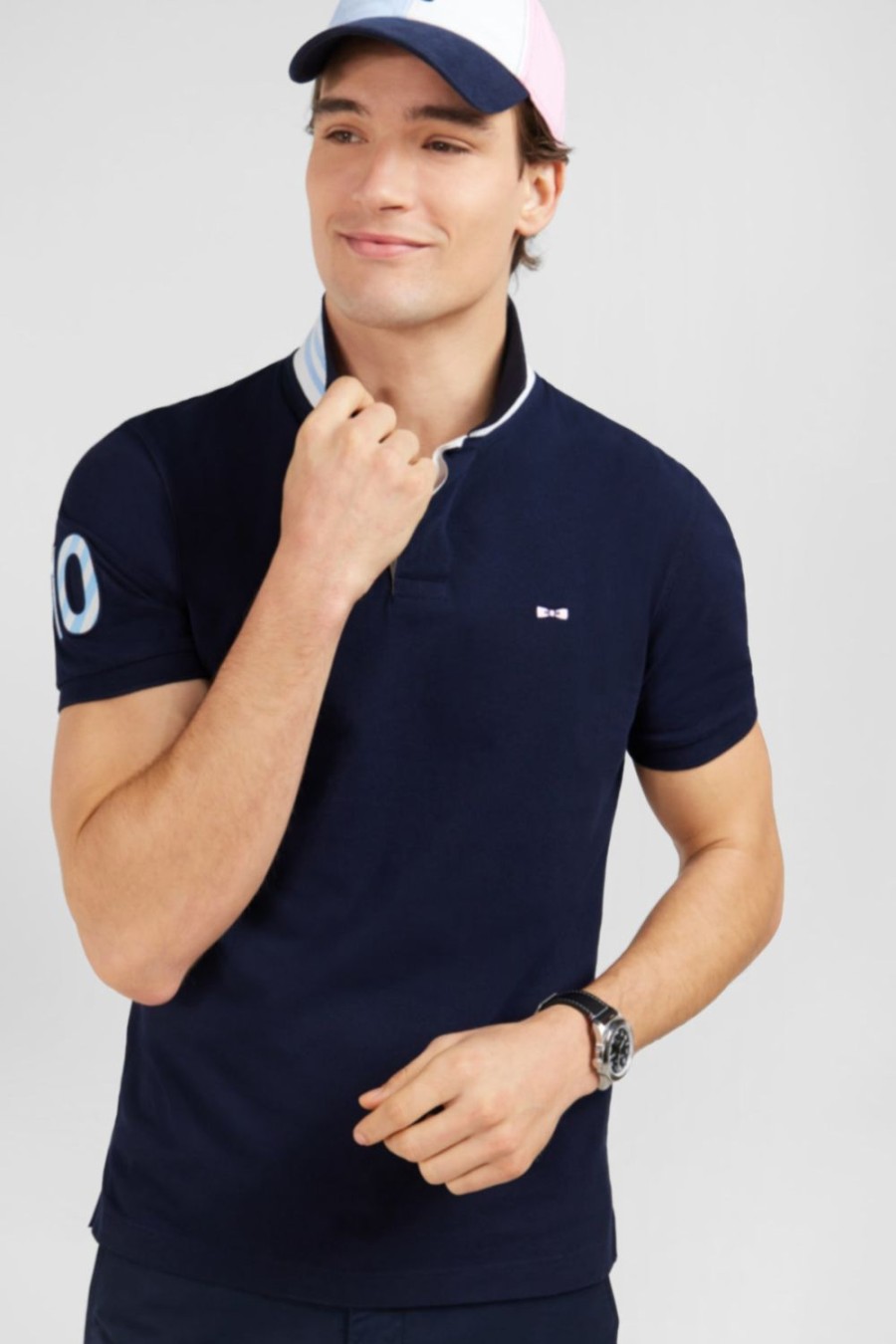 Eden Park Navy Blue Short-Sleeved Polo Shirt Number 10 | Polos