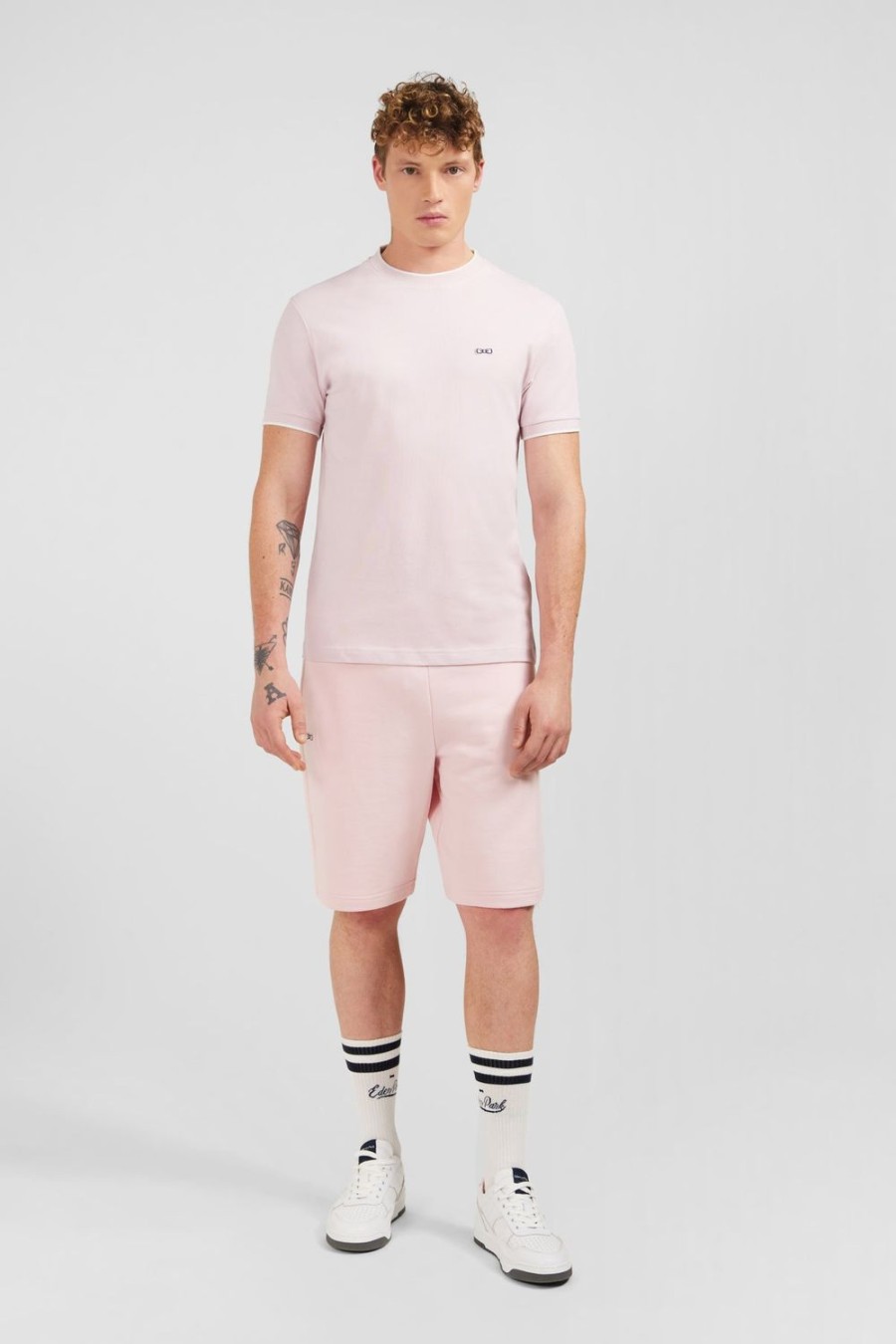 Eden Park Plain Pink Short-Sleeved T-Shirt In Stretch Cotton | T-Shirts