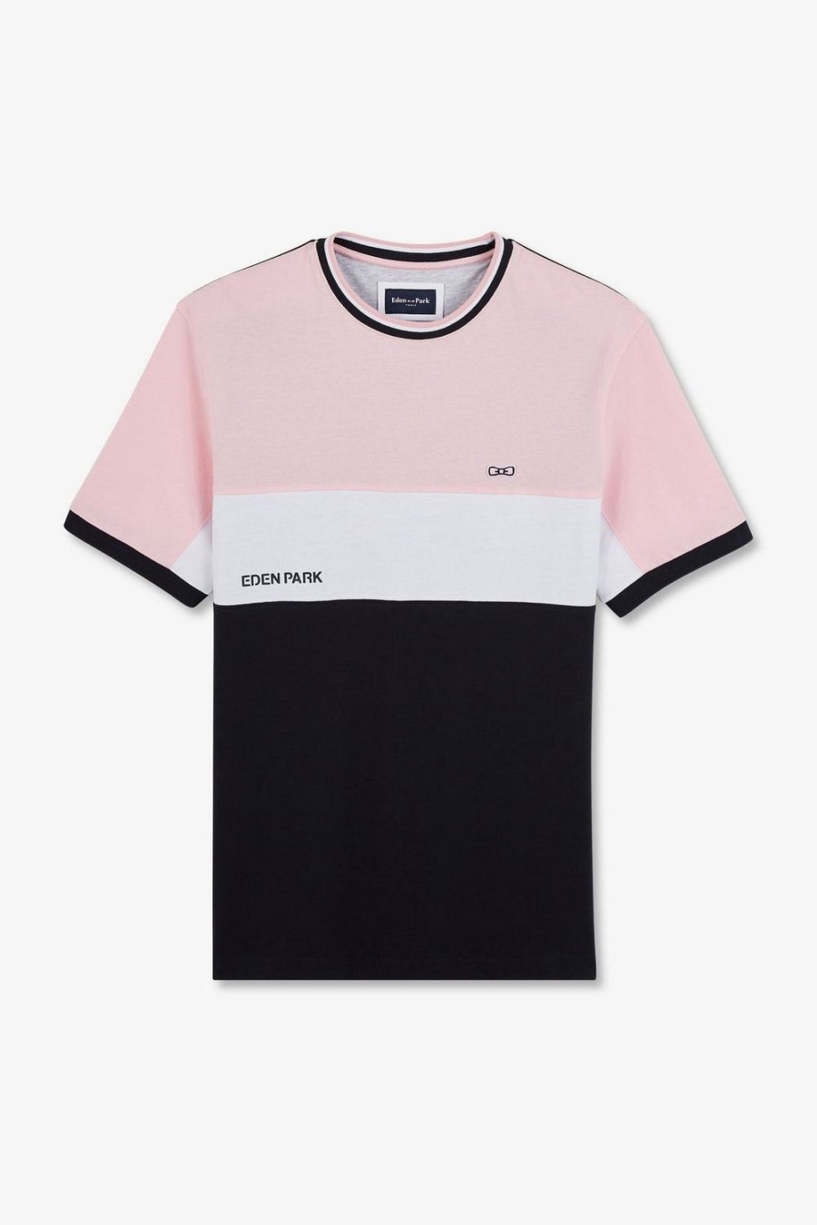 Eden Park Pink Short-Sleeved Colour-Block T-Shirt | T-Shirts