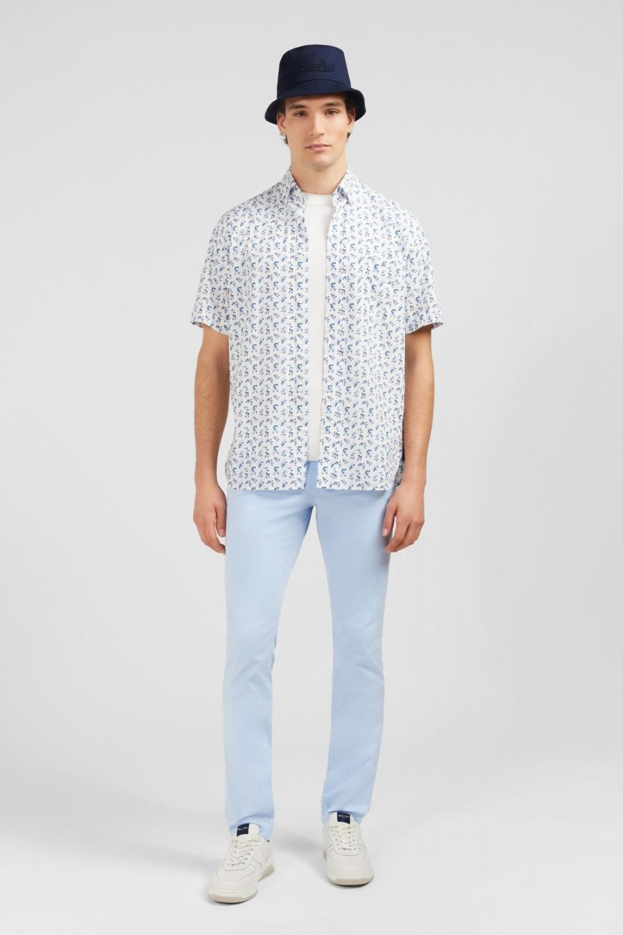 Eden Park White Shirt With Exclusive Floral Print | Short-Sleeved Shirts