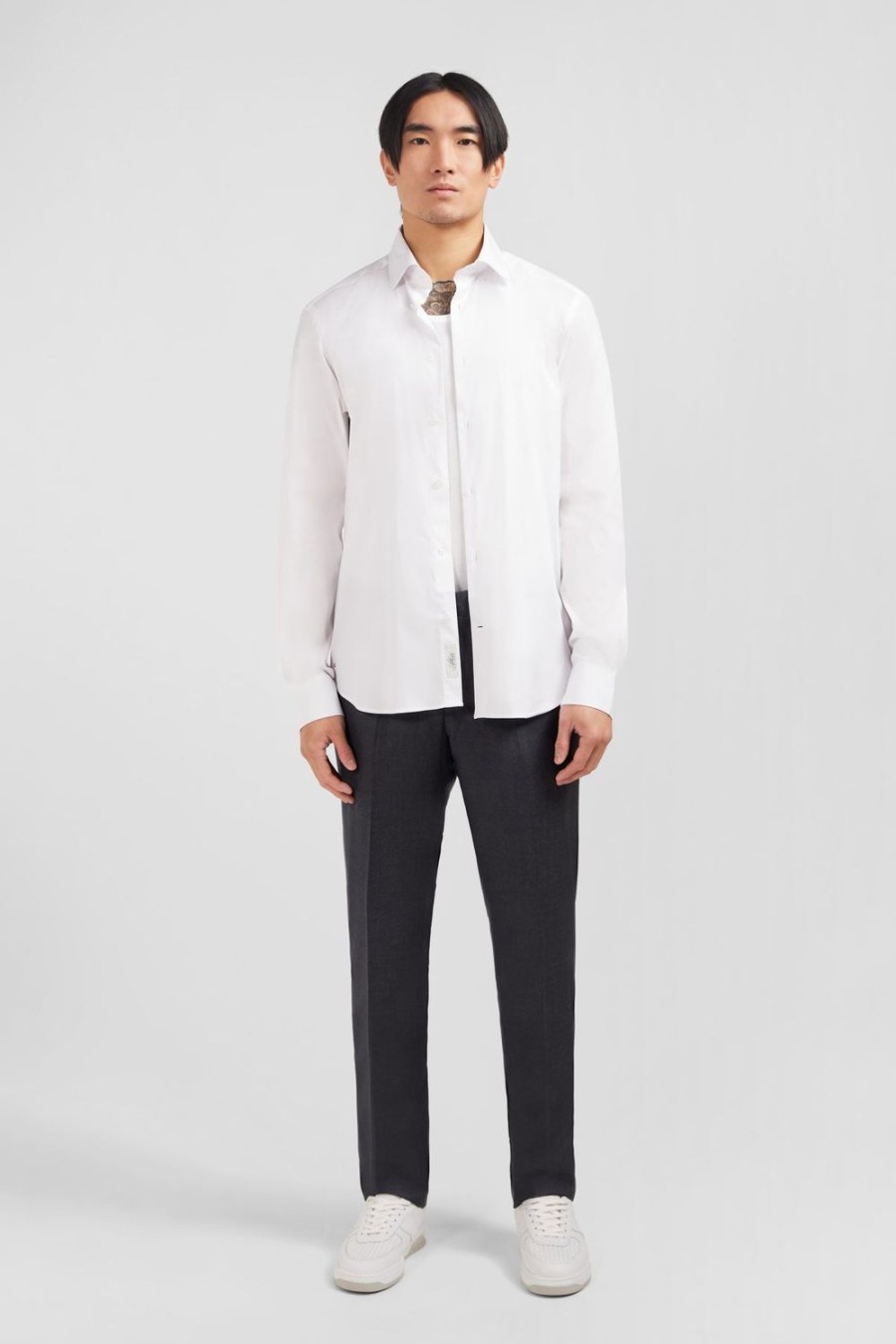 Eden Park Slim-Fit White Shirt In Stretch Poplin | Shirts