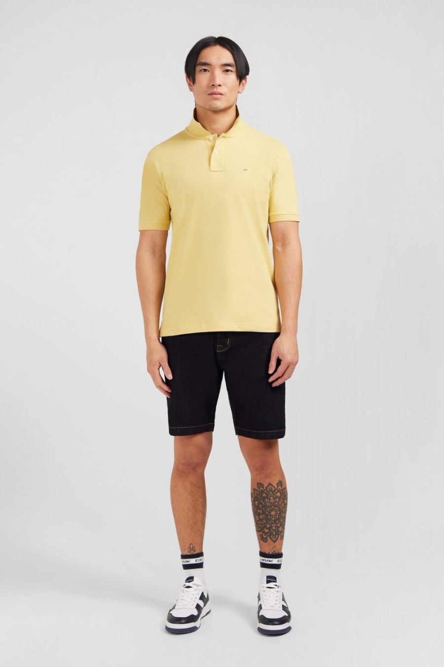 Eden Park Plain Yellow Short-Sleeved Polo Shirt | Polos