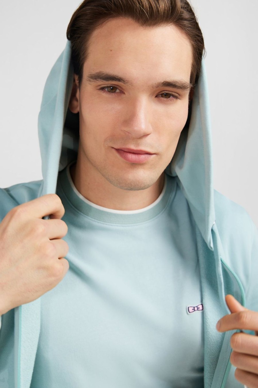 Eden Park Green Fleece Zipped Hoodie With Bow Tie Embroidery | Sweatshirts