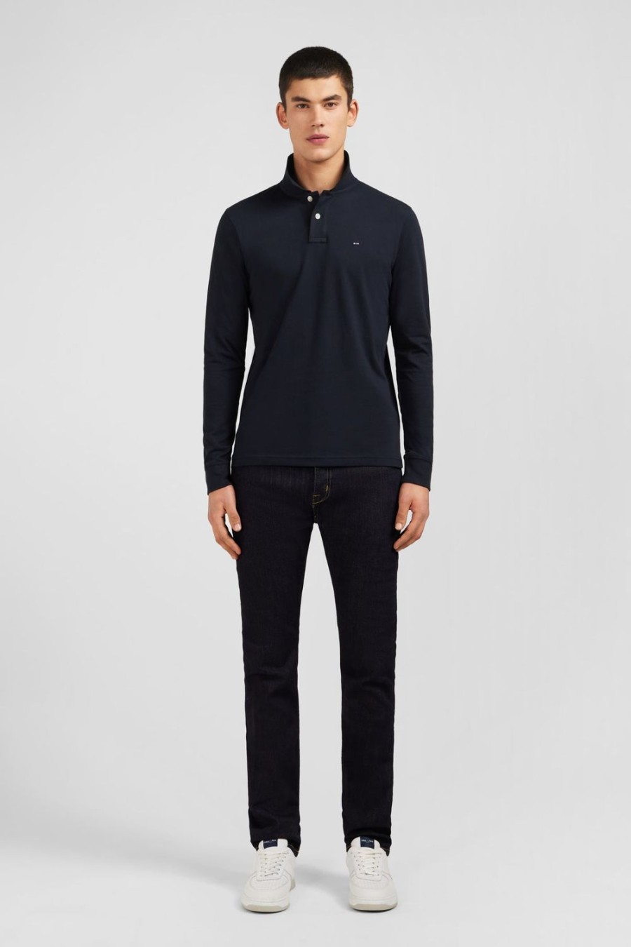 Eden Park Black Cotton Polo With Contrasting Neck | Polos