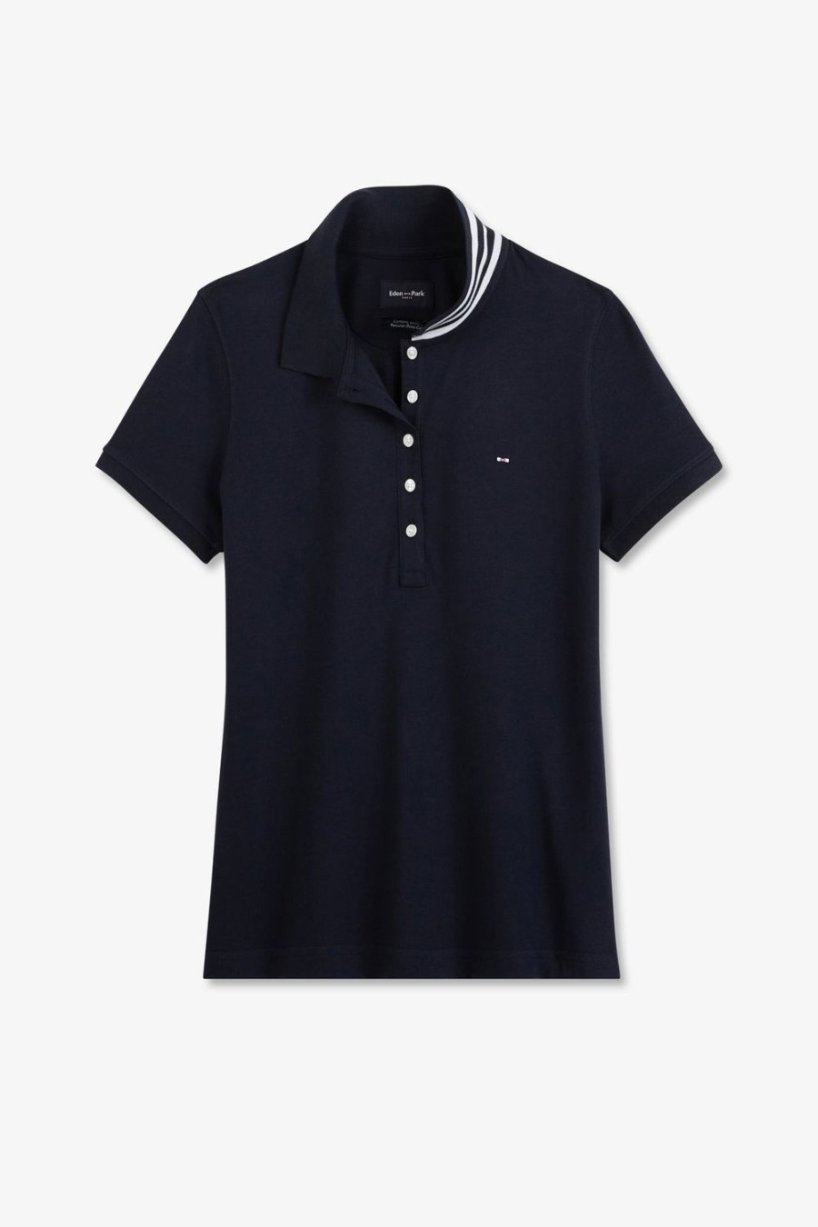 Eden Park Dark Blue Cotton Pima Short-Sleeved Polo Shirt | Polos