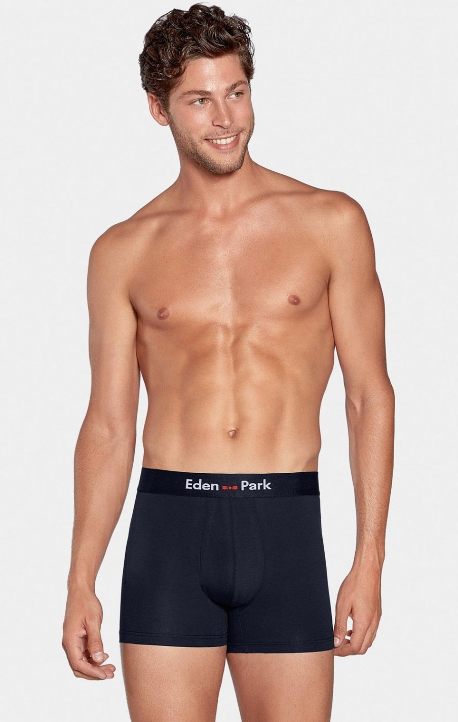 Eden Park Pack Of 2 White Boxer Shorts With Red Stripes And Dark Blue Plain Fabric | Underwear