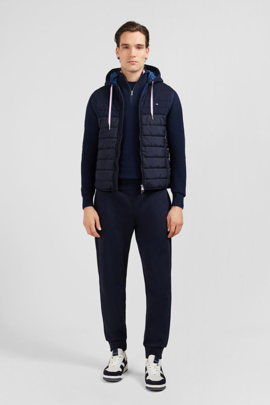 Eden Park Navy Blue Sleeveless Hooded Puffa Jacket | Coats