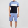 Eden Park Blue Short-Sleeved Colour-Block T-Shirt | T-Shirts