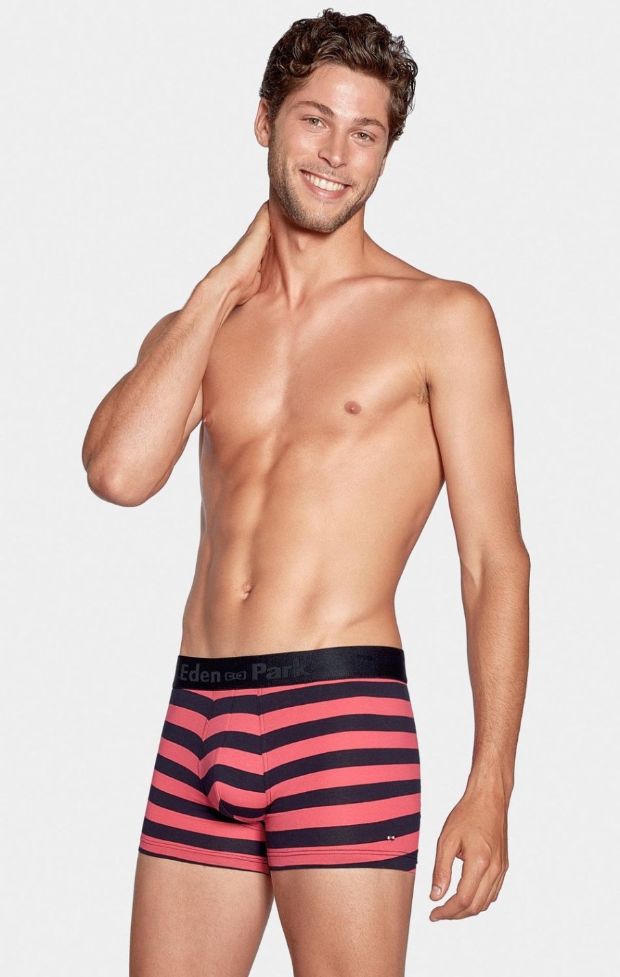 Eden Park Pack Of 2 Navy Blue, Pink Stripes And Plain Boxer Shorts | Underwear