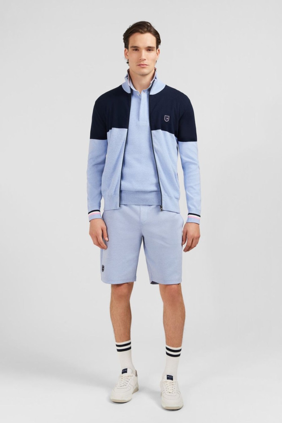 Eden Park Blue Colour-Block Zip Cardigan | Cardigans