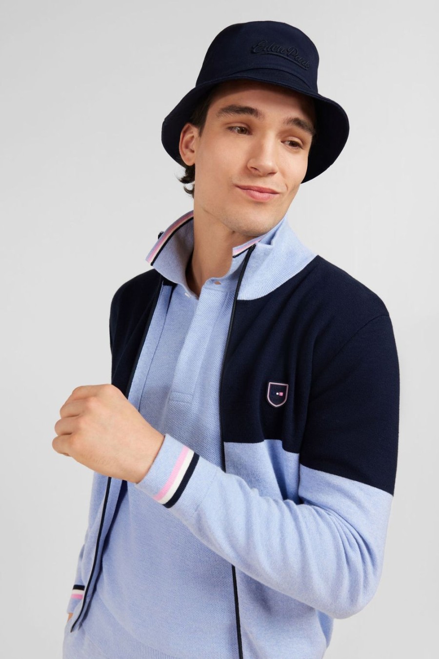 Eden Park Blue Colour-Block Zip Cardigan | Cardigans