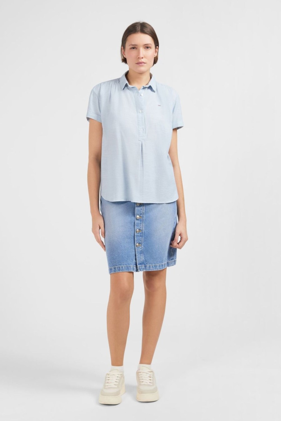 Eden Park Light Blue Short-Sleeved Blouse | Shirts